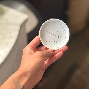Aries Zodiac Ceramic Dish in White
